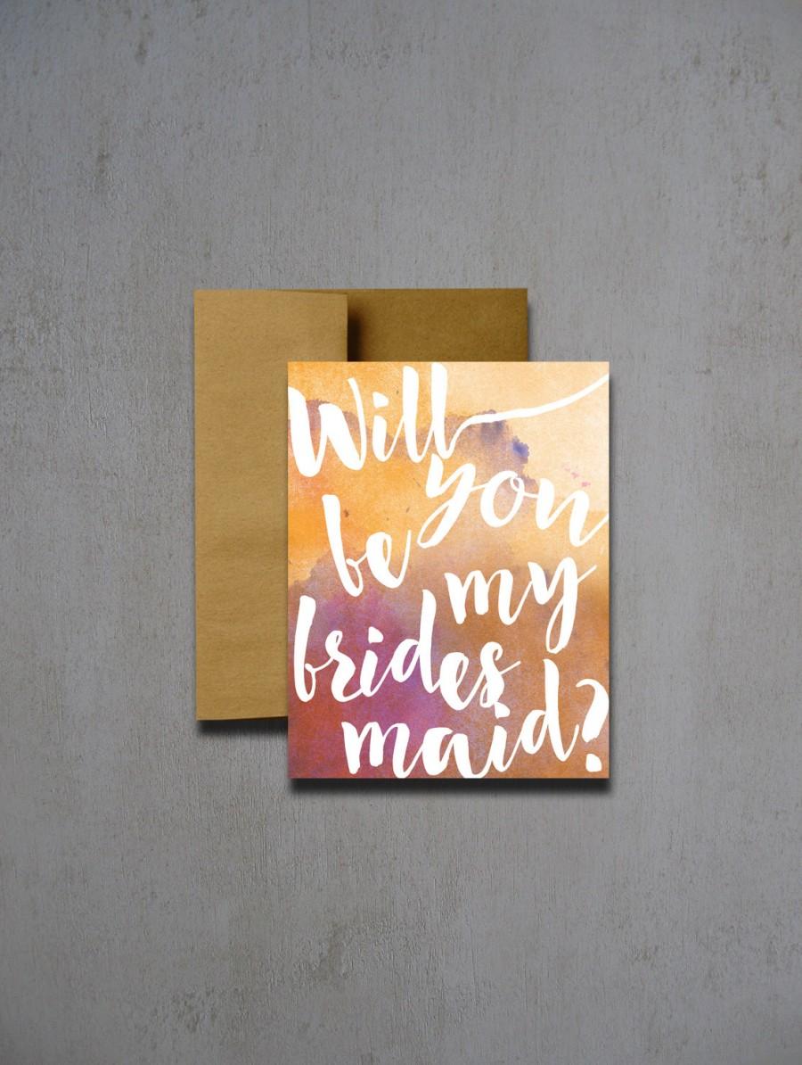 زفاف - Purple and Orange Fall Watercolor Will You Be My Bridesmaid - Will you be my bridesmaid - Wedding card - will you be my matron of honor
