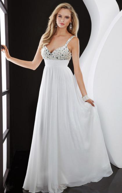 زفاف - PRETTY FLOOR LENGTH WHITE EVENING FORMAL DRESS