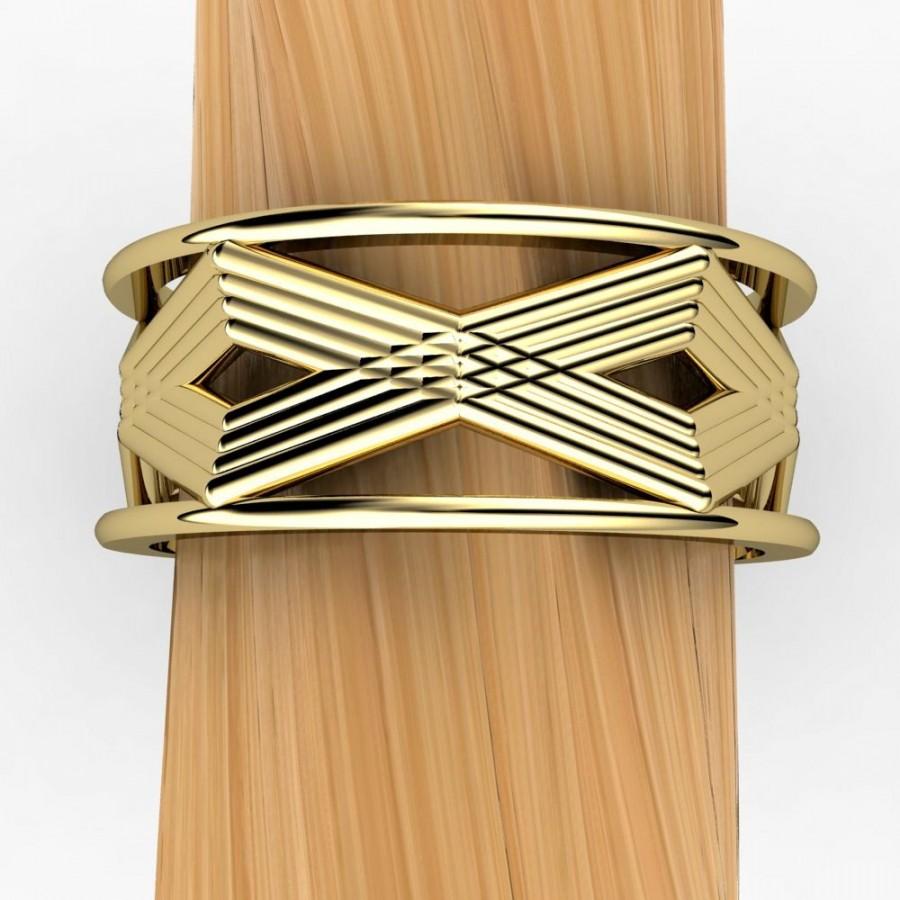 زفاف - Geometric Designer Gold Ring in 14k White or Yellow Gold - Free Gift Wrapping