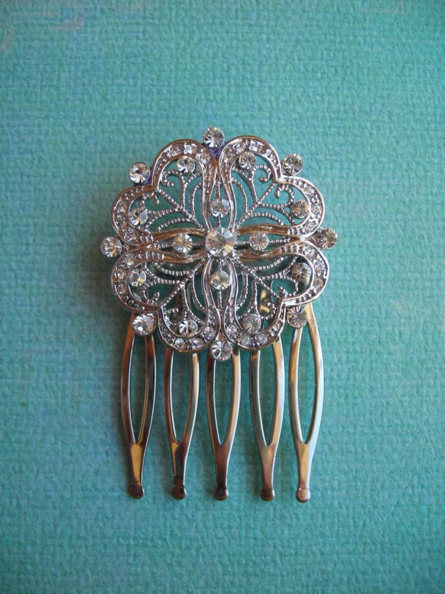 Mariage - HARLOW   Etched Heart with Swarovski Crystals Hair Comb