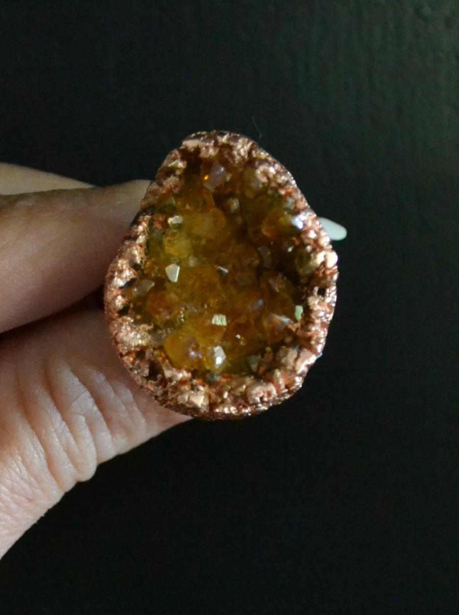 Свадьба - Citrine Ring- Cocktail Ring, Statement Ring, Mineral Ring, Stone, Stackable Ring, Handmade Raw Engagement Ring, Natural Crystal, Copper Ring