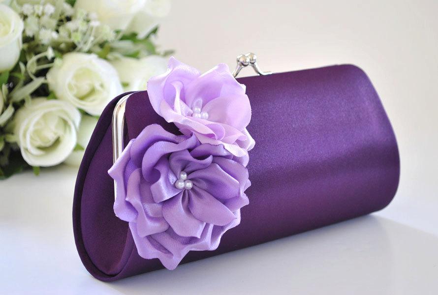 Hochzeit - Shades of Purple / Bridal clutch / Bridesmaid clutch / Prom clutch