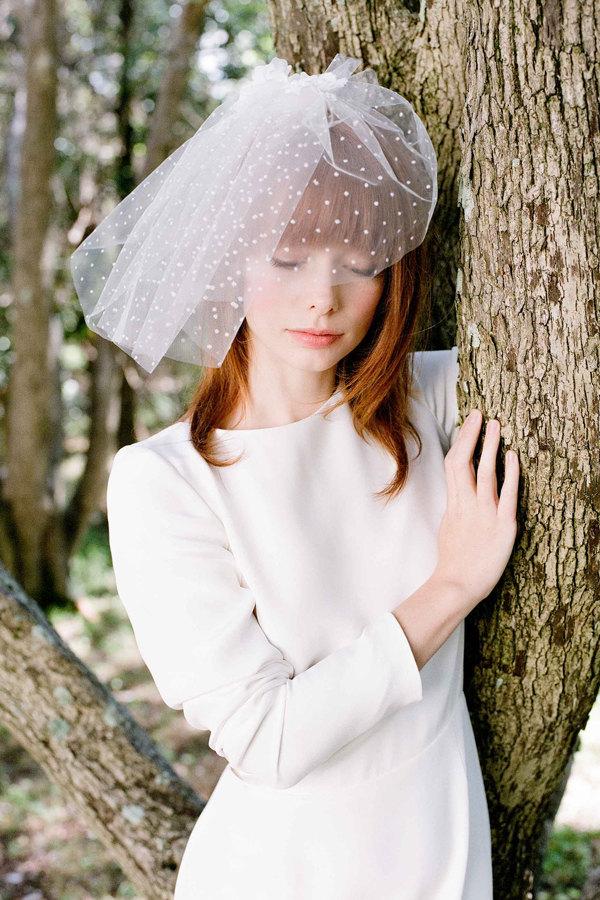 Свадьба - Oma Veil  Blusher Fascinator with Flowers Hair Piece  Bridal  Wedding