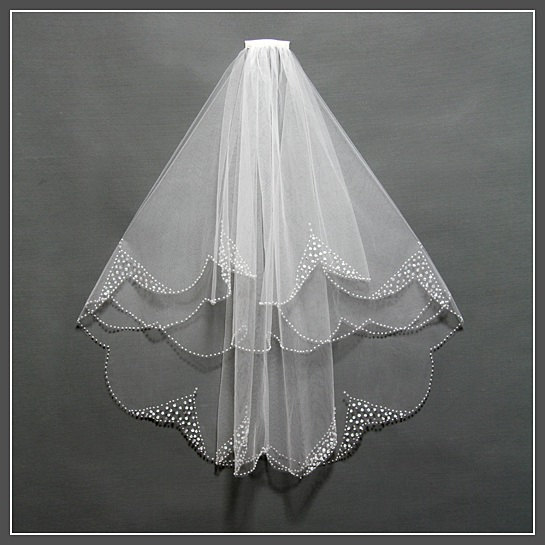 Wedding - Elbow Length Wedding Veil, Wedding Veil Fingertip, Ivory Wedding Veil, Wedding Veil with Crystal, Wedding Veil Comb/ V016