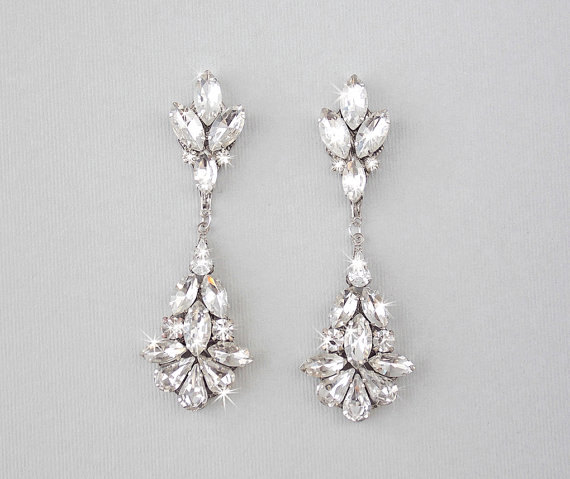 Hochzeit - Wedding Earrings - Chandelier Bridal Earrings, Vintage Wedding, Crystal Earrings, Dangle Earrings, Wedding Jewelry - CAMILLE
