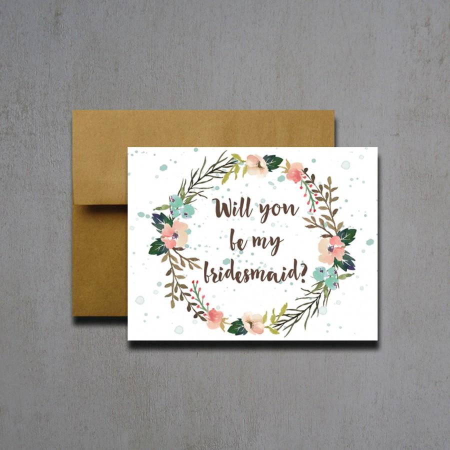 زفاف - Watercolor Flower Will You Be My Bridesmaid - Will you be my bridesmaid - Wedding greeting card - will you be my matron of honor