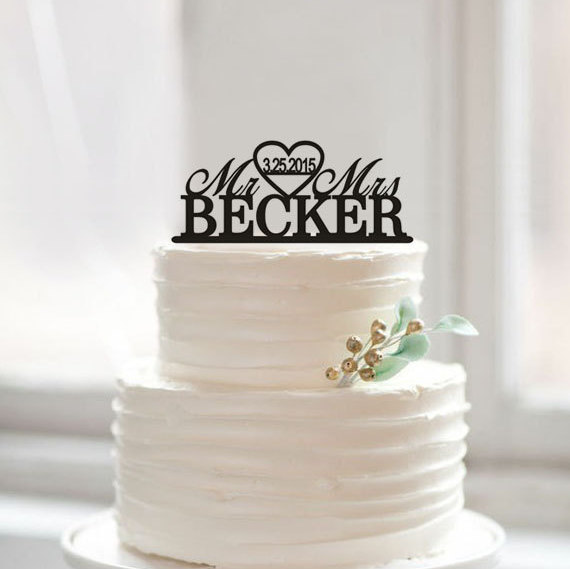Свадьба - Mr and Mrs cake topper,last name and wedding date cake topper,custom cake topper for wedding,rustic mr and mrs wedding topper, cake topper