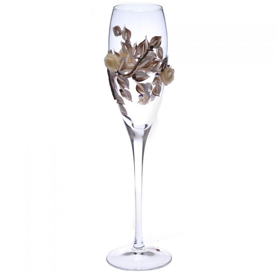 زفاف - Champagne Glasses ~ Hand Painted Brown and Cream Toasting Flutes for Fall Weddings, Engagement Dinner Parties, Anniversaries