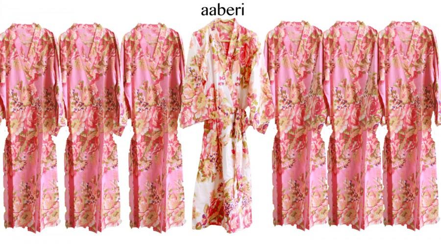 Mariage - Bridesmaid robes Floral robe set of 4 bridesmaid robe set of 6 set of 9 floral kimono floral robes wedding bridal robe set of 7 set of 8 set
