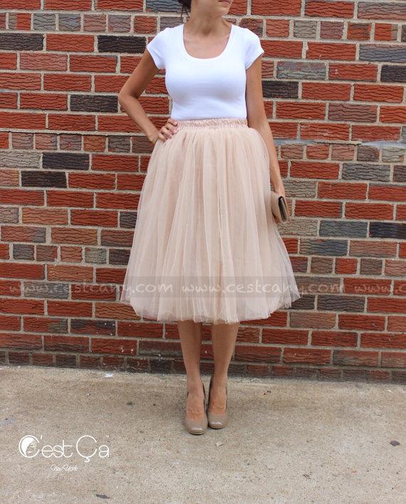 Свадьба - Claire - Tulle Skirt, Beige Tulle Skirt, Champagne Tulle Skirt, Soft Tulle Skirt, Tea Lengh Tulle Skirt, Adult Tutu, Tea Length Tulle Skirt