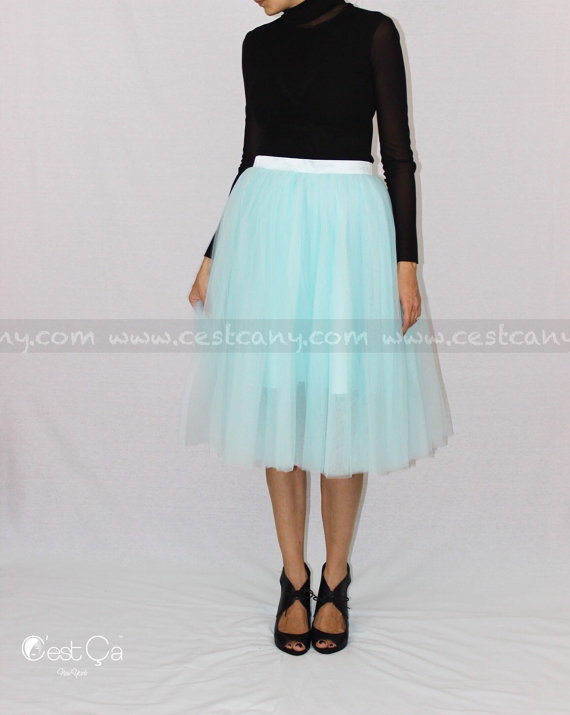 Wedding - Colette - Turquoise Tulle Skirt, Baby Blue Tulle Skirt, Robin Egg Blue Skirt, Soft Tulle Skirt, Plus Size Tulle Skirt, Adult Tutu