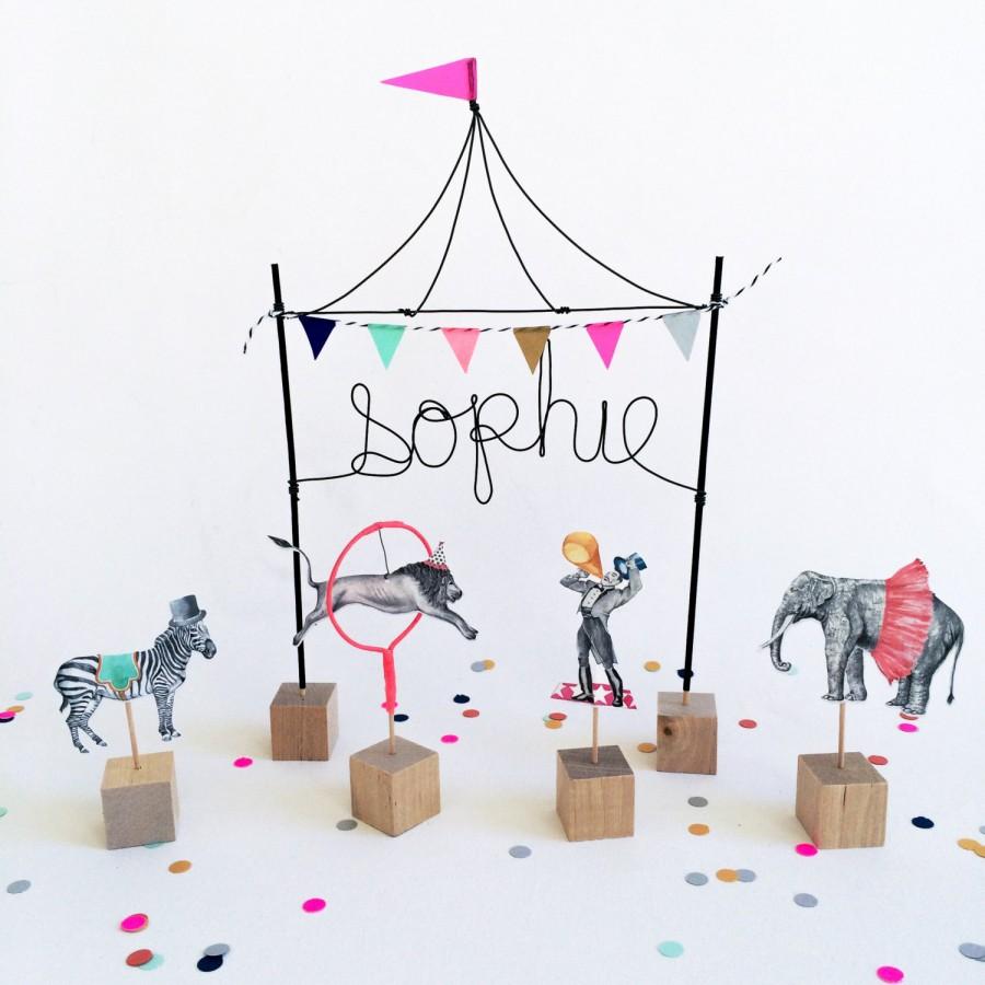 Mariage - Personalized Circus Cake Topper