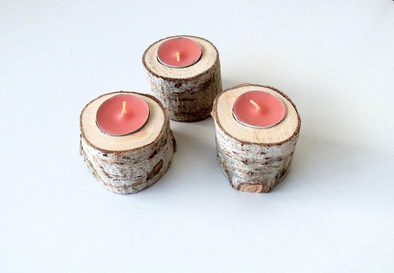 Mariage - New - Tree Branch Candle Holders -  Set of 3 - Wood Candle holders -  sticks for votive candles - Wedding Centerpiece - Wedding Decoration