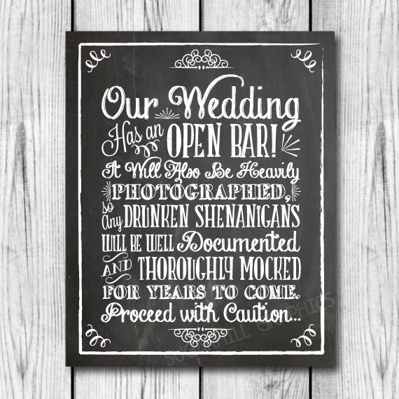 Wedding - Chalkboard Shenanigans Wedding Sign, Printable Wedding Sign, Chalkboard Open Bar Sign, Shenanigans Sign, Wedding Decor, Instant Download