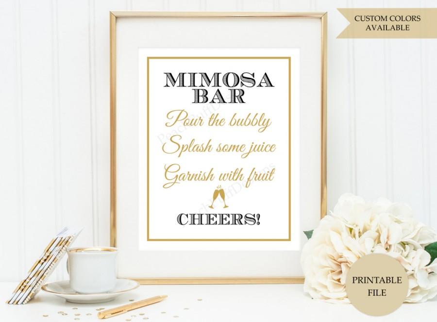 Mariage - Mimosa bar sign (PRINTABLE FILE)  - Mimosa bar printable - Champagne bar sign - Mimosa sign - Black and gold wedding