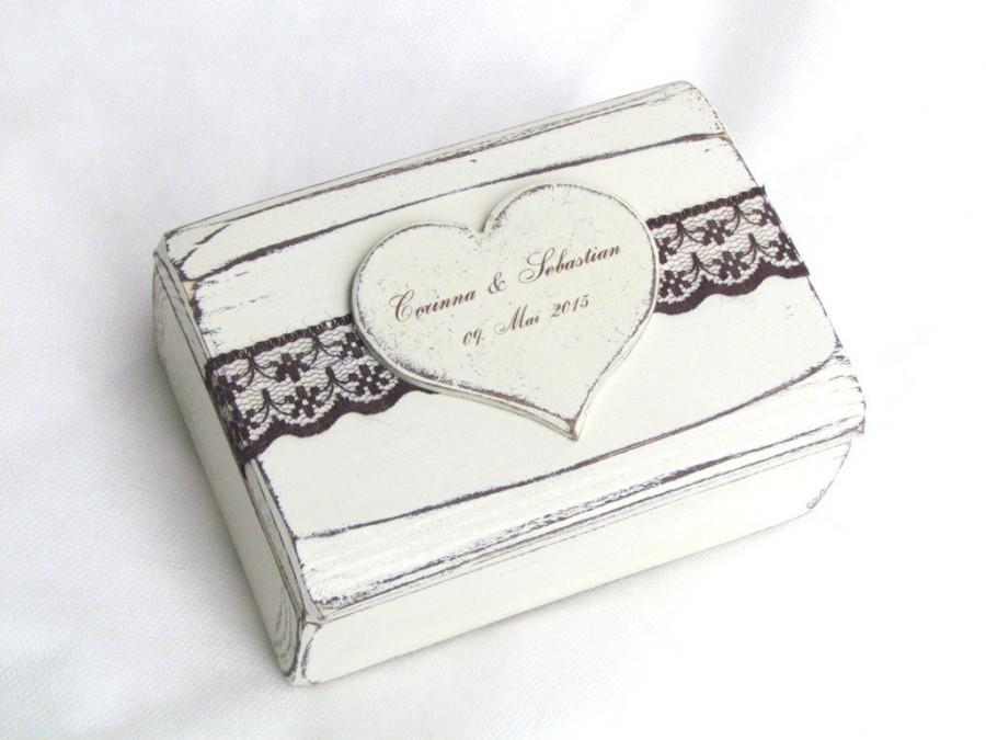 Wedding - Ring Bearer Box Ring Box Wedding Ring Box Rustic Heart Proposal Ring Box Linen Pillow Wooden Engagement Ring Box