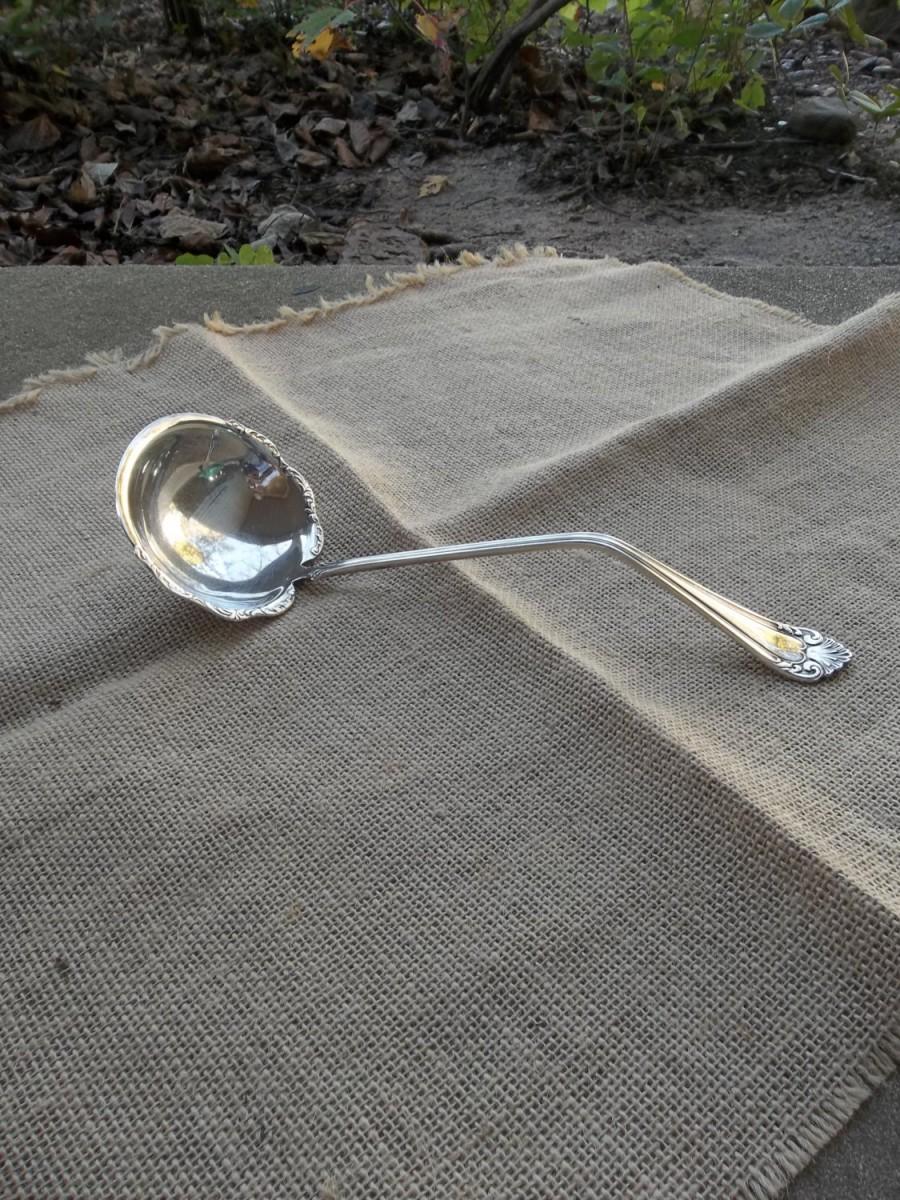Mariage - Antique Silver Ladle Vintage Flatware Silver Plate Punch Ladle PURITAN 1900 Wedding Decor Table Settings French Country Punch Bowl Ladle