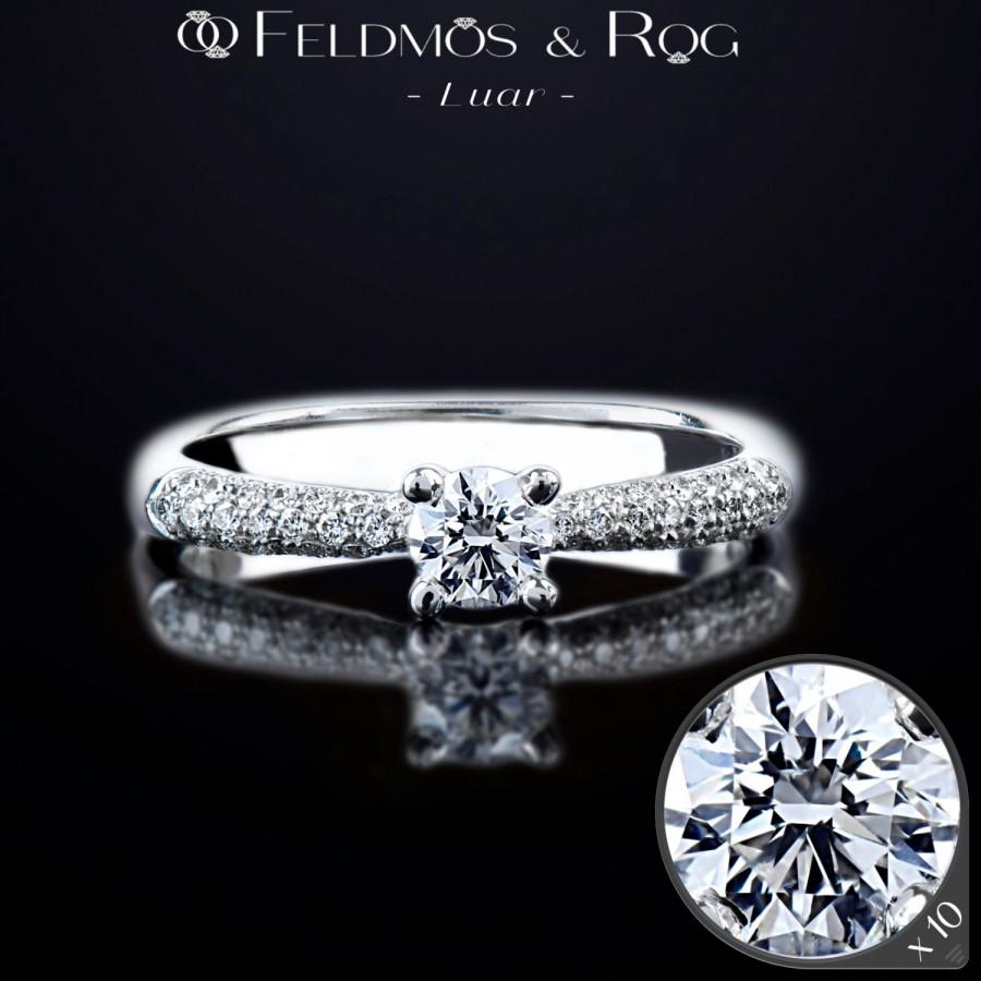 زفاف - Solid White Gold 18K Ring, Diamond Engagement Ring, Diamond Solitaire Ring, Classic Diamond 4 prong Ring, Size 7.5, Christmas Gift for Her