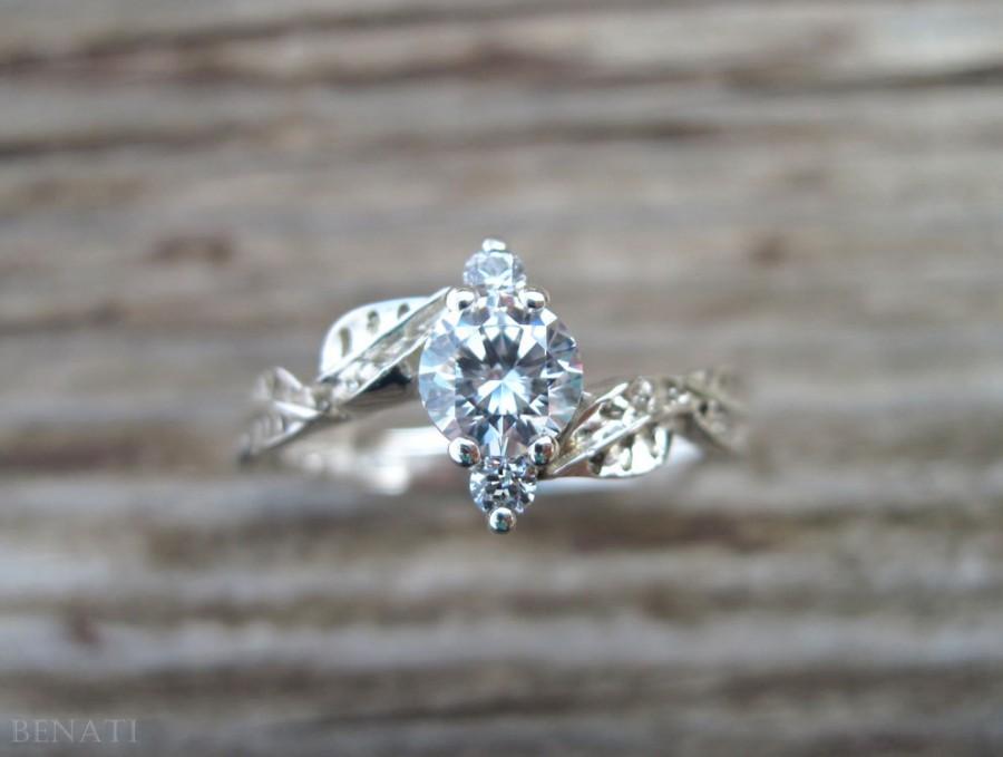 زفاف - Leaf Engagement Ring, Gold Engagement Ring, Natural Engagement Ring, Leaf Ring, Leaves Ring Natural Floral Engagement Ring Leaf Diamond Ring