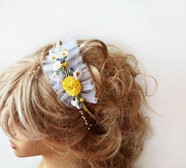 Hochzeit - Flowers Headband, Wedding Tiara, Wedding Hair, Bridal Hair Accessory, Wedding Accessories, Bridesmaid Hair Flower