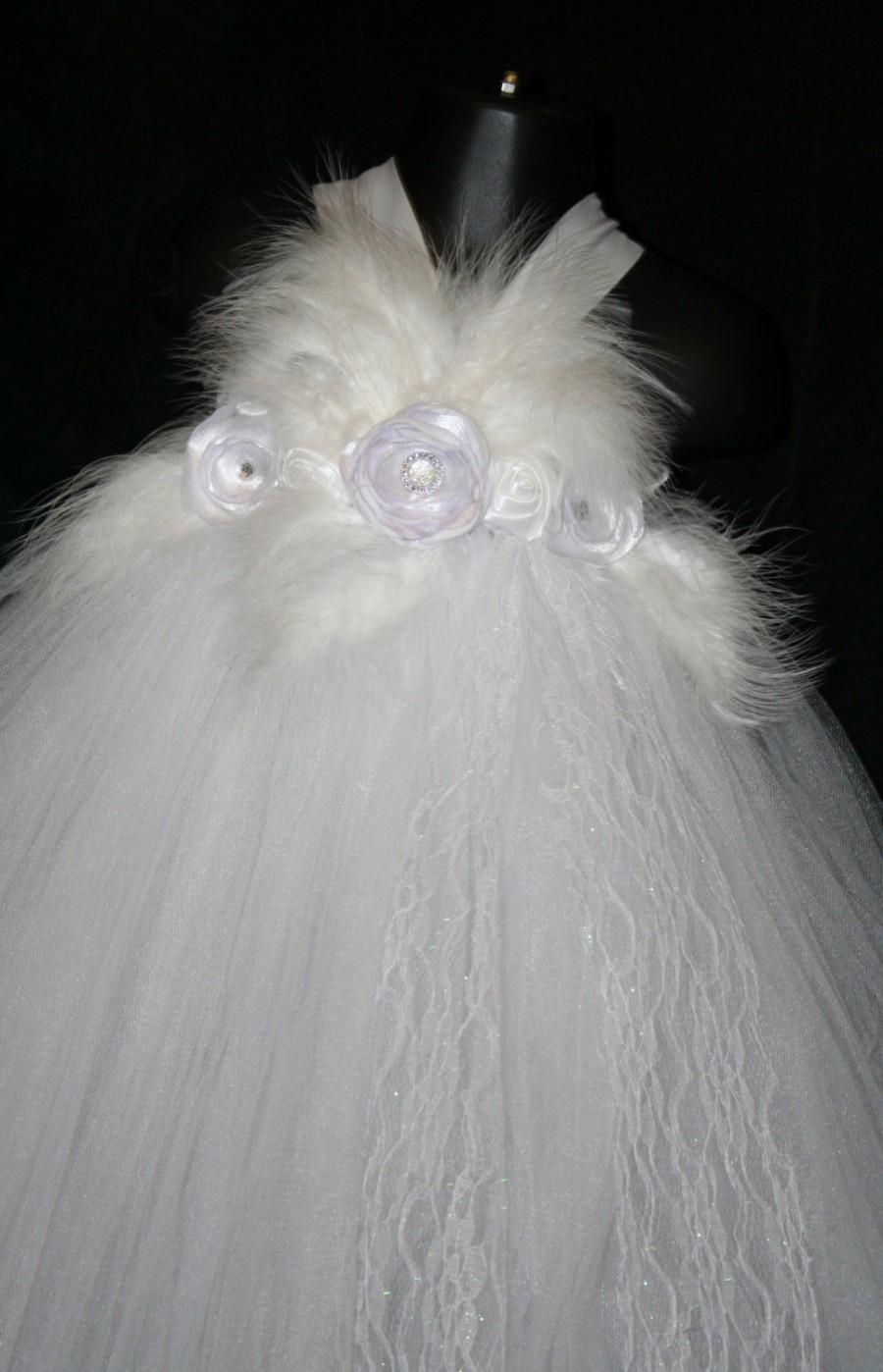 Wedding - Angel Tutu Costume, White Tutu Dress, Tutu Dress, Flower Girl Tutu Dress, Flower Girl, WhiteTutu Dress