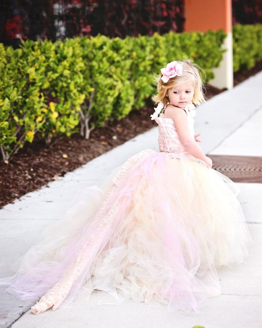 Свадьба - Blush Flower Girl Dress--Pink Lace Dress--Great for Weddings, Pageants and Portraits