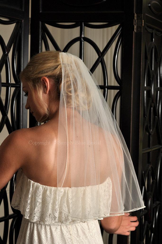 Wedding - Veil with Pearl Edge - White, Diamond White, Light Ivory, or Ivory