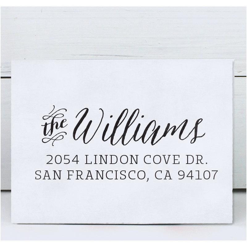 Hochzeit - Personalized Rubber Stamp - Custom Calligraphy Stamp - Eco Mount Address Stamp  - Williams