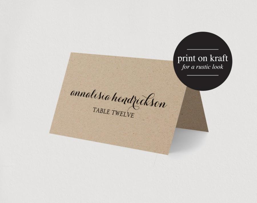 Hochzeit - Wedding Place Card Printable Template  - Kraft Editable template - PDF Instant Download  