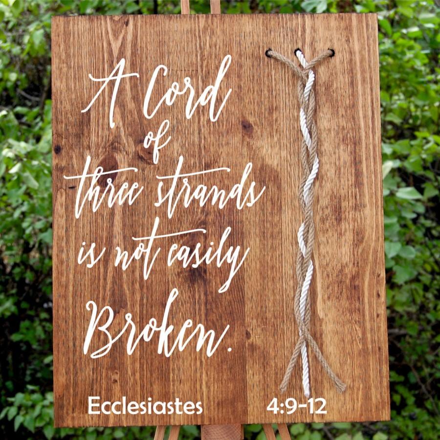 Wedding - A cord of three strands , Weddings , Decorations , a cord of three , cord of three ,  cord of 3 strands , wooden signs ,  wood sign wedding