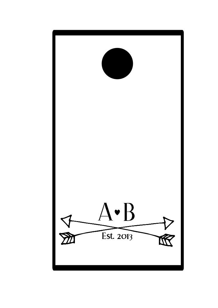Wedding - Cornhole Wedding Vinyl Decal Set with Love Arrows, Personalized Initials, and Established Year.