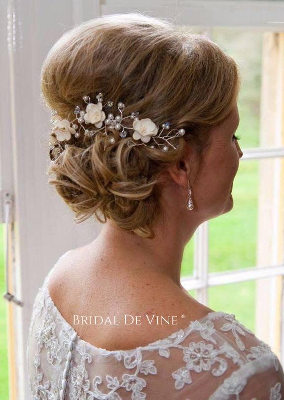 Hochzeit - Mulberry Flower Hair Vine - Hair Up Bun - Bridal Hair Accessory - Boho Summer Wedding