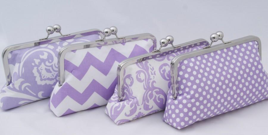 زفاف - Bridesmaids Gift Clutch Handbag in light purple lilac Design your own bridal party gift for bridesmaids in various colors