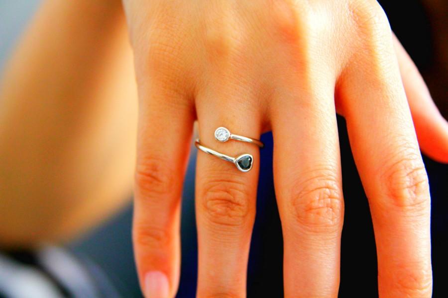 زفاف - Heart Symbol and with Stone dual Ring - Dual Birthstone Ring - Couples Birthstone Ring - Gold Ring - Personalized Ring - Birthstone Ring