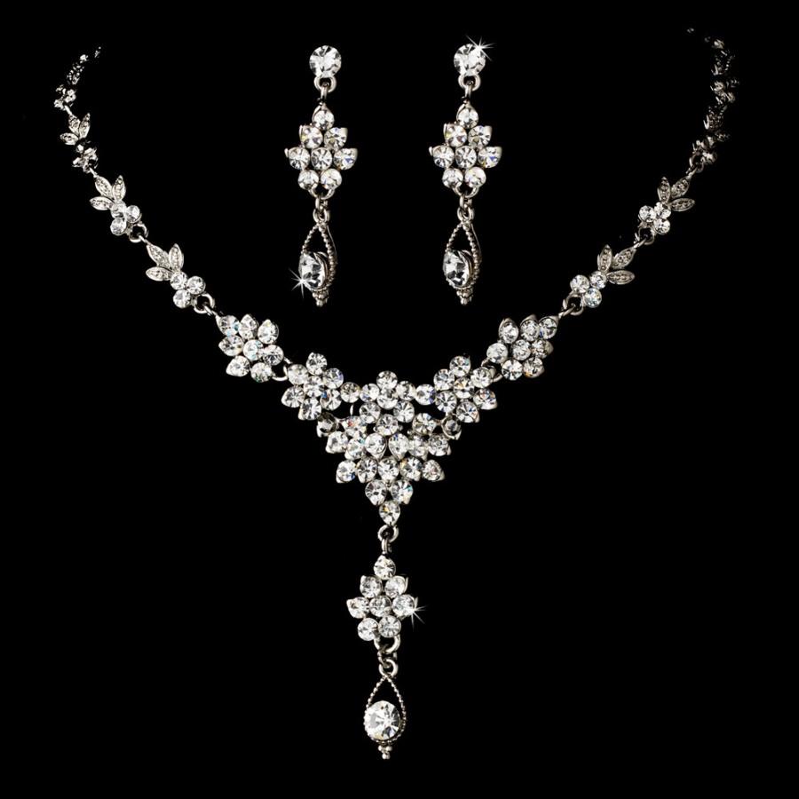 Mariage - Art Deco Swarovski Bridal jewelry set, Bridal necklace, Couture Bridal, Bridal earrings, Wedding jewelry, Wedding necklace and earrings