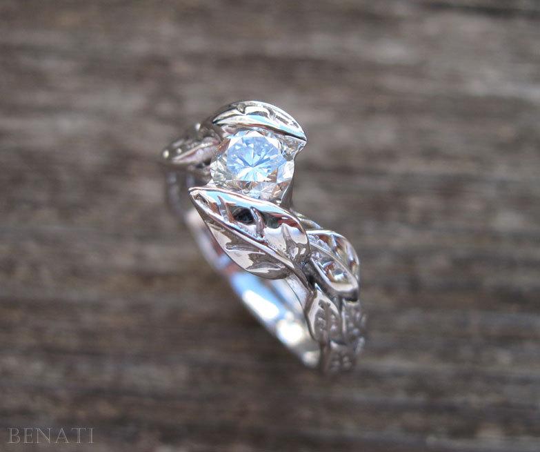 Hochzeit - Leaf Diamond Engagement Ring, Engagement Leaf Ring, Leaves Engagement Ring, Leaf Engagement Ring, Natural Engagement Ring, Floral Engagement