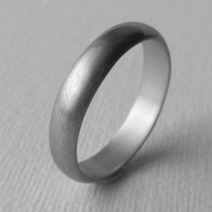 Hochzeit - Men's Narrow Wedding Ring Domed Aluminum 10th Anniversary