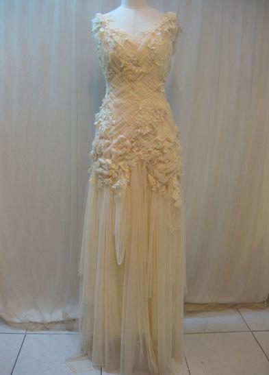 Hochzeit - Custom Made Hand-embroidered Whimsical Wedding Crisscross Long Dress