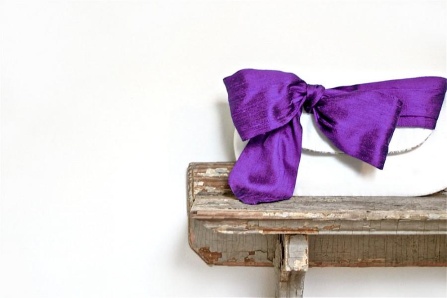 Wedding - Purple wedding clutch, Silk bridal clutch, Bridesmaids gift ideas, Personalized wedding gift