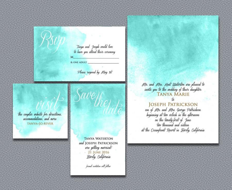 Свадьба - Printable Watercolor Wedding Invitation Suite