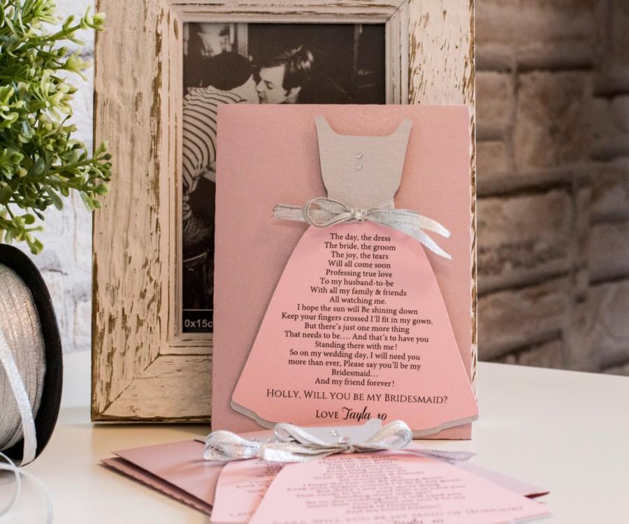 Wedding - Will you be my Bridesmaid Pink and Silver Bridesmaid Invitation, Asking Bridesmaid Proposal, Maid of honor proposal (BR13)