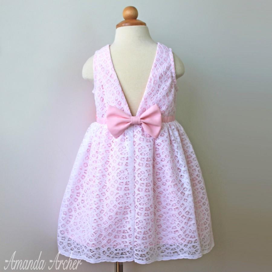 Mariage - Pink Pastel Sorbet Birthday Party Dress or Flower Girl Dress for Toddler and Girl