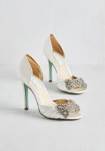 Hochzeit - Betsey Johnson Footwear Dancing Gleam Heel in White