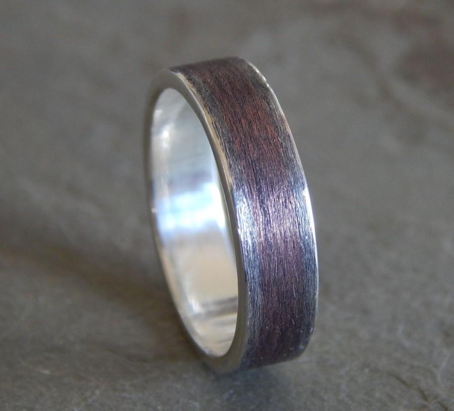 Свадьба - RUSTIC TEXTURED Silver & Copper Wedding Band // Men's or Women's // Rustic Wedding Ring  // Unique Wedding Ring // in 1/4 sizes // 5.6 mm