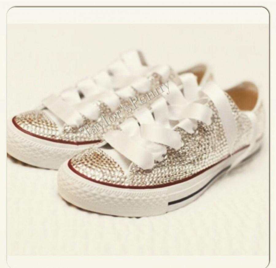 Wedding - Wedding Converse/ Bride Sneakers/ Swarovski Converse/ Bridesmaid Converse/ Embellished Converse/ Bride Shoes