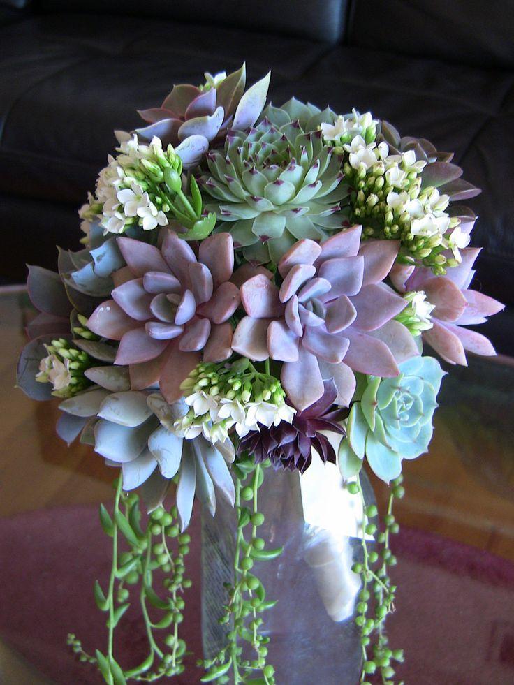 Wedding - Succulent Wedding Bouquet, Succulent Bridesmaid Bouquet