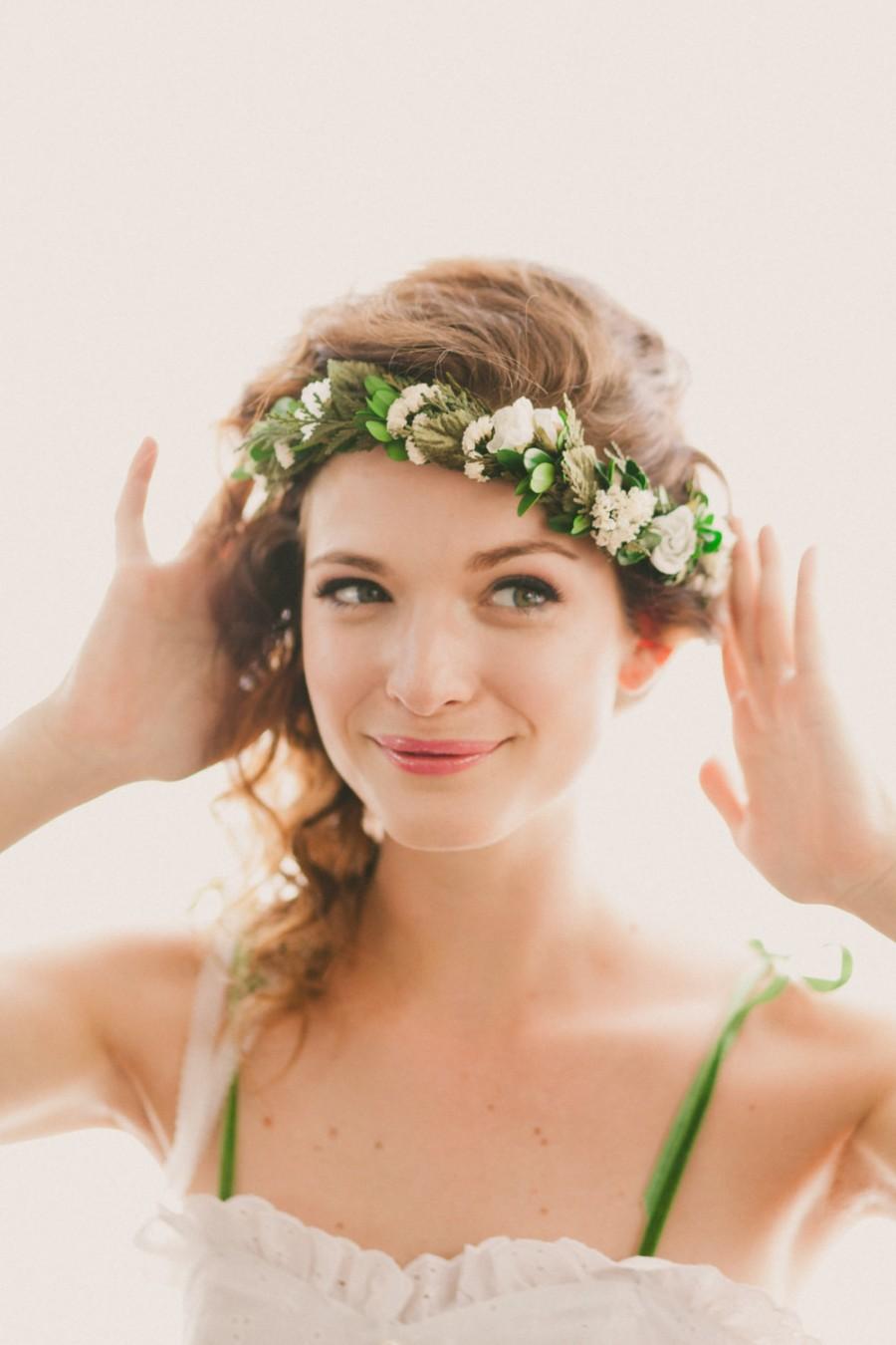 Hochzeit - Boho woodland wreath, Floral circlet, Bridal flower crown, Floral headpiece, Wedding head piece, Woodland hair crown - QUEEN of the WOODS