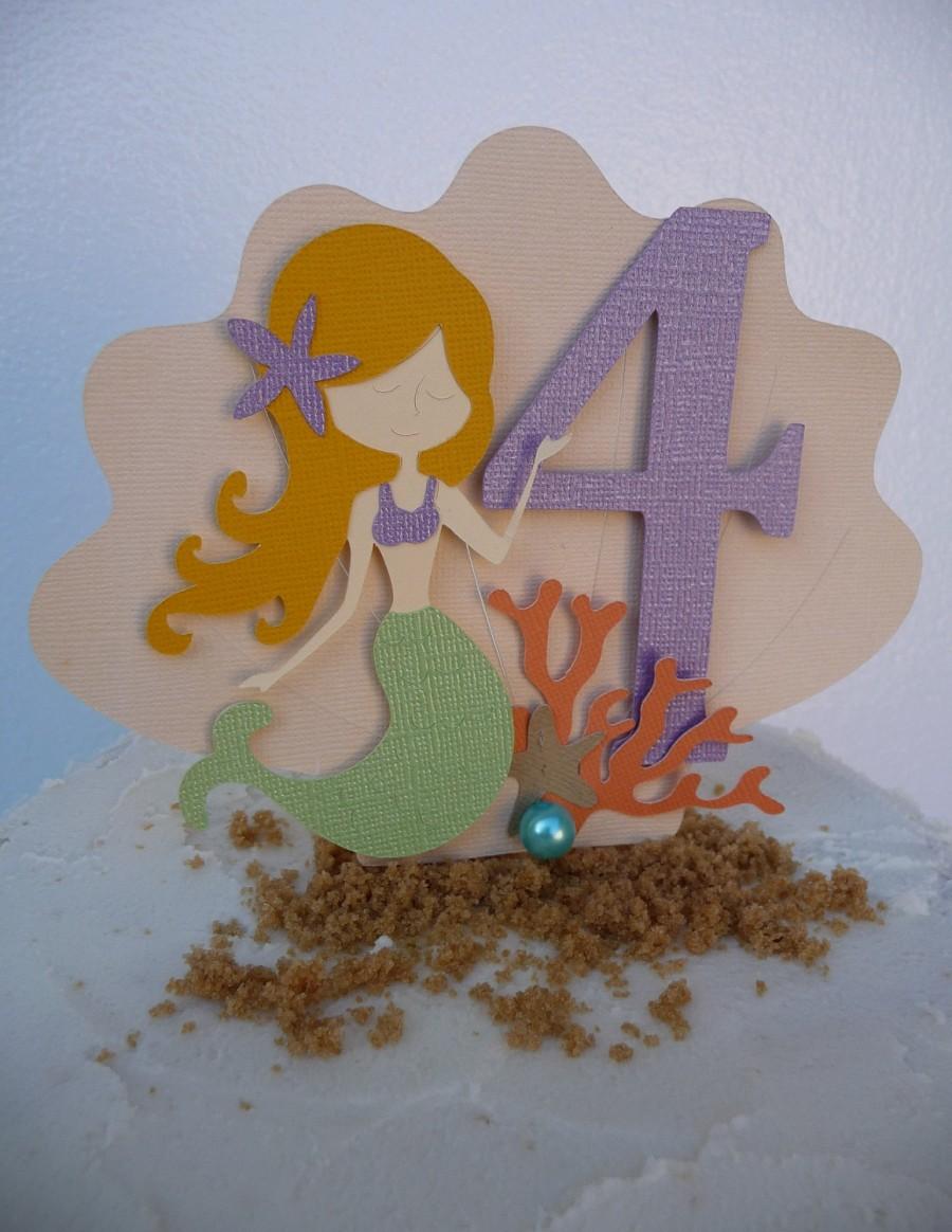 Hochzeit - Mermaid Cake Topper - Under the Sea Theme Beach Pool Party - ANY Colors - Mermaid Birthday Decorations - Smash Cake Topper - Little Mermaid