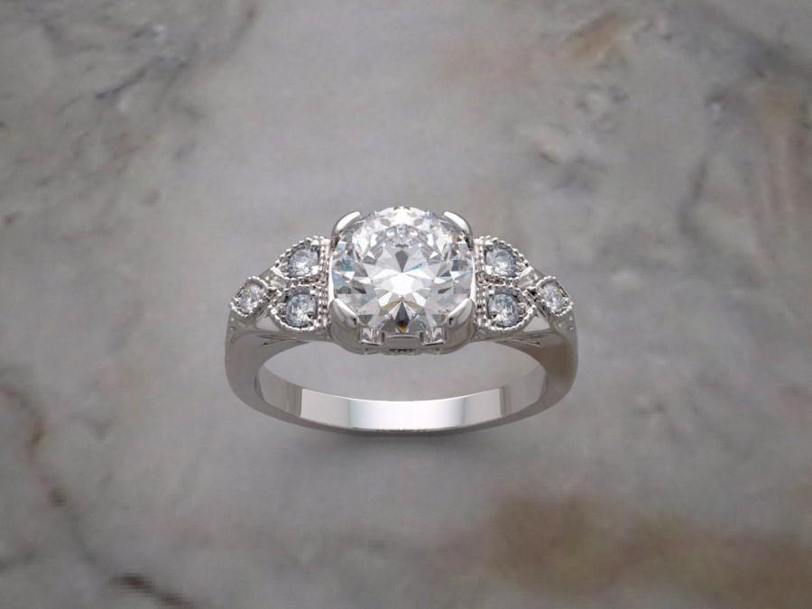 Wedding - 14K Gold Art Deco Style Engagement Ring Setting