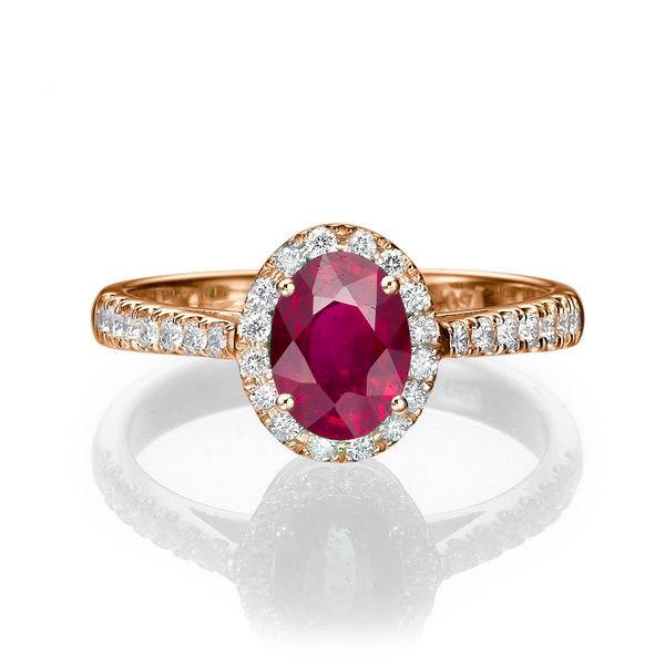 زفاف - Rose Gold Engagement Ring, 14K Rose Gold Ring, Cushion Halo Ring, 1.3 TCW Ruby Ring Vintage, Art Deco Engagement Ring